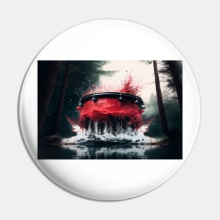 Drummer ArtWork With Water Splashing In The Forest Pin