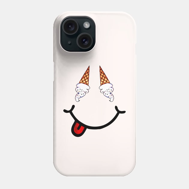 Ice Cream Cone & Smile (in the shape of a face) Phone Case by Tilila