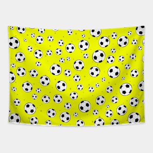 Football / Soccer Ball Seamless Pattern - Yellow Background Tapestry