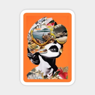 Surreal Woman Orange Collage - Unique Art Print, Apparel, and Accessories Magnet