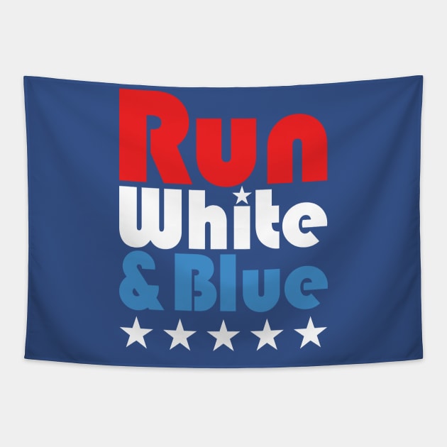 Run White & Blue - 4th of July Running Tapestry by PodDesignShop