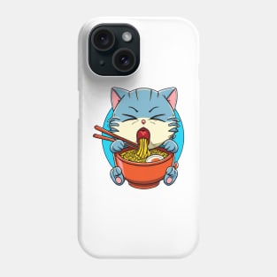 Cute cat eating ramen Phone Case