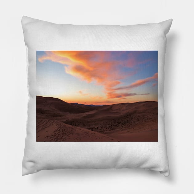 Kelso Dunes Sunset Pillow by trippyart