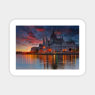 Sunset over Hungarian Parliament Building Budapest Magnet