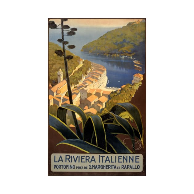 Vintage Travel Poster Italy Italian Riviera by vintagetreasure