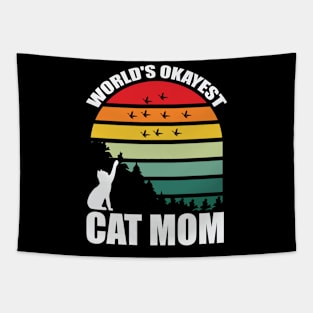 Worlds' Okayest Cat Mom Tapestry