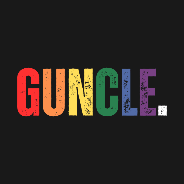 GUNCLE. Distressed rainbow coloured font by guncle.co