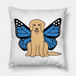 Blue Golden Retriever Butterfly Pillow