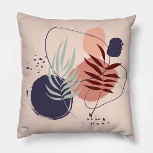 Abstract shapes and tropical leaves digital design Pillow