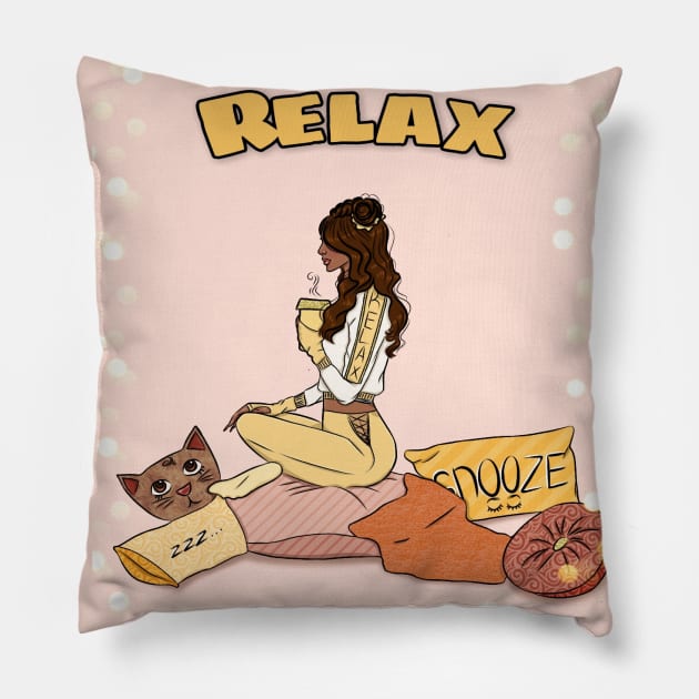 Relax Pillow by Tabitha Illustrations and Graphic designs
