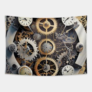 Chrono Canvas - Artistry of Watch Gears and Hands Tapestry