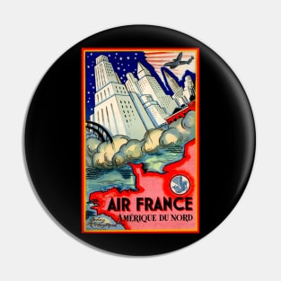 North America with Air France Vintage Travel Pin