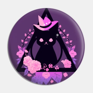 Pastel Goth Cute Witchy Black Cat Pin