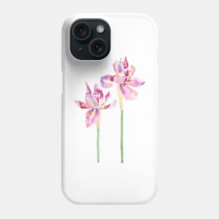 2 pink orchids watercolor Phone Case