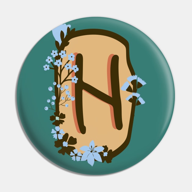 Hagalaz Rune Flowery Design Pin by El Onix