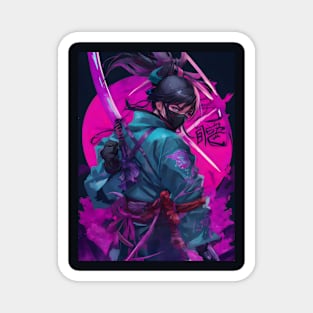 Cool neon samurai Magnet