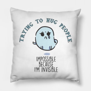 Cute and sad Halloween Ghost Triying to hug People Pillow