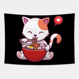 Cat Kawaii Anime Japanese Ramen Food Girls Official Teenager Tapestry