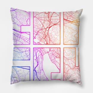 Zurich, Switzerland City Map Typography - Colorful Pillow