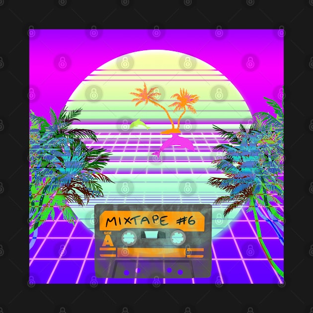 Synthwave Retrowave Beach Scene by BeakyBoo