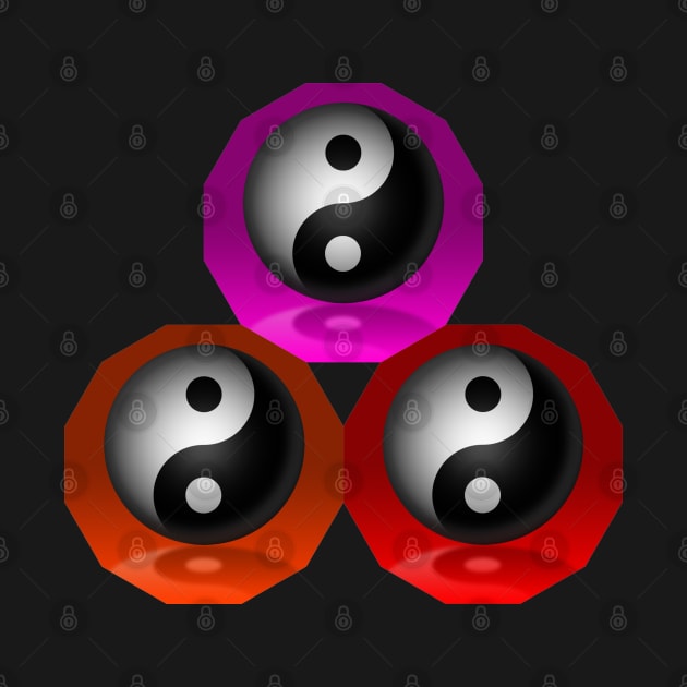 Yin Yang Triangle - Pink, Red and Orange by The Black Panther