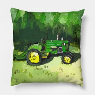 Antique “Green” tractor with mower attached Pillow