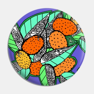 Orange Kumquat Fruits with Leaves and Flowers Pin