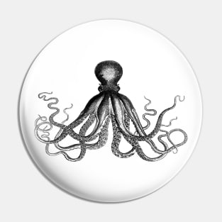 Octopus | Vintage Octopus | Tentacles | Sea Creatures | Nautical | Ocean | Sea | Beach | Black and White | Pin