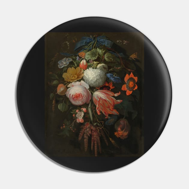 A Hanging Bouquet of Flowers - Abraham Mignon Painting Pin by maxberube