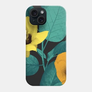 Dark vibrant tropical leaves and flowers. Exotic floral print. Summer jungle textural background. Phone Case