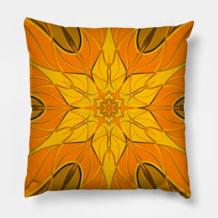 Cartoon Mandala Flower Yellow Pillow