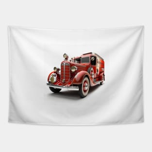 Art Deco Fire Truck Tapestry