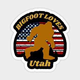 Bigfoot loves America and Utah too Magnet