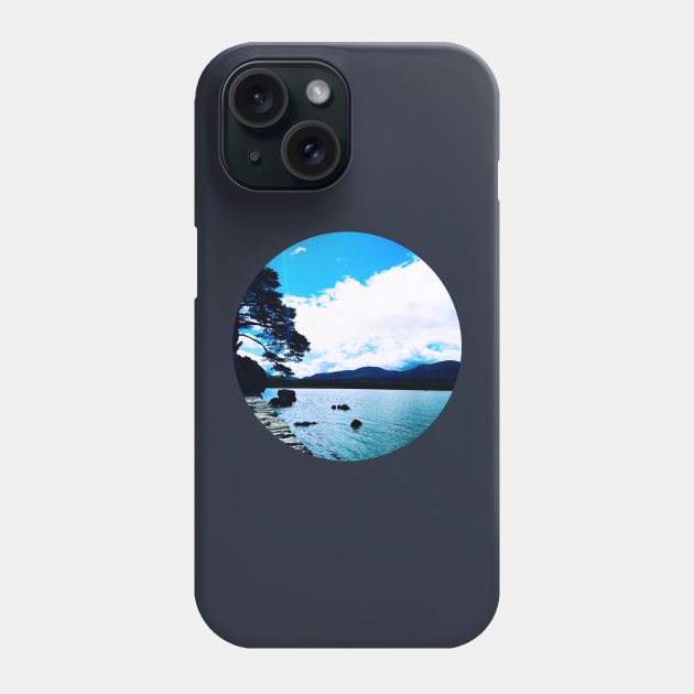 Countryside Blue Ocean Summer Beach Waves With Silhouette Mountains At The Back Under The Clear Blue Sky Phone Case by AishwaryaMathur