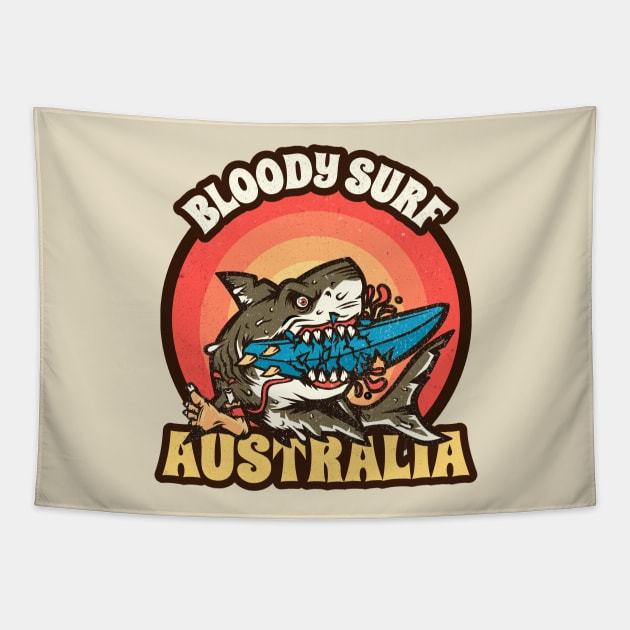 Bloody surf Australia Tapestry by SashaShuba