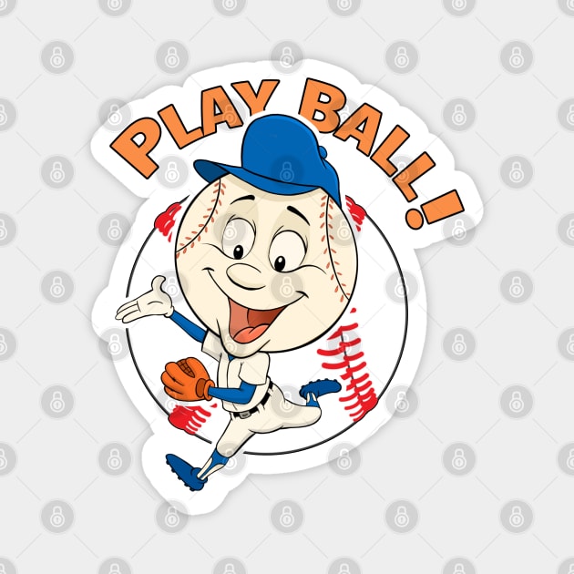 Play Ball! Mets Baseball Mascot Mr Met - New York Mets - Magnet