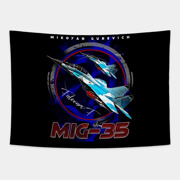 MIG35 Fulcrum-F Multirole Fighterjet Tapestry by aeroloversclothing