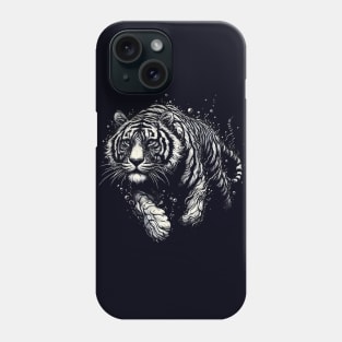 Monochromatic Outline Tiger Swimming in Water Phone Case