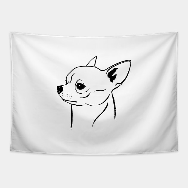 Chihuahua (Black and White) Tapestry by illucalliart