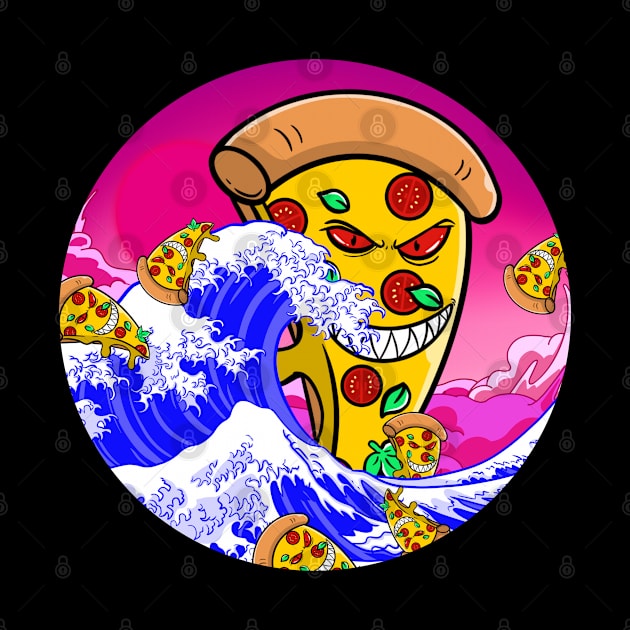 `The Great Pizza Monster Wave by Artthree Studio