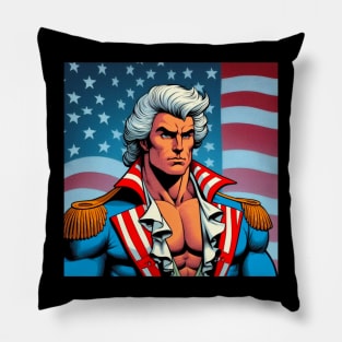 Founding Bro: George Washington with American Flag Pillow