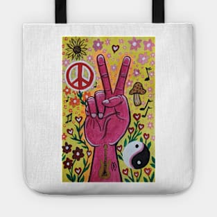 Peace vibes with flowers Tote