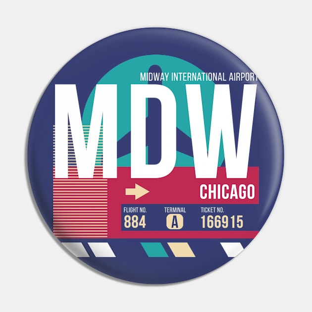 Chicago (MDW) Airport Code Baggage Tag E Pin by SLAG_Creative