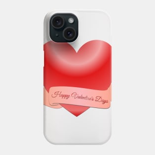 Happy Valentines' Day Text with Hearts Phone Case