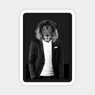Lion in suit hipster - art print variant Magnet