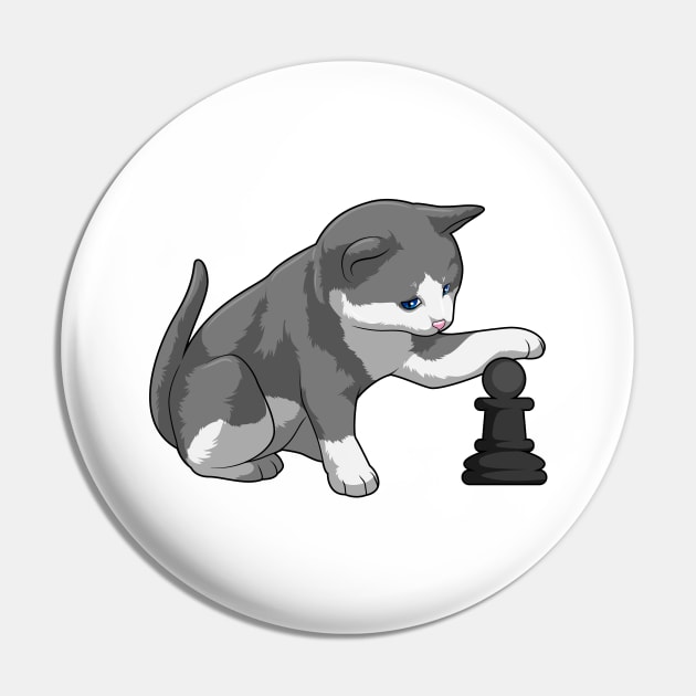 Cat at Chess with Chess piece Bishop Pin by Markus Schnabel