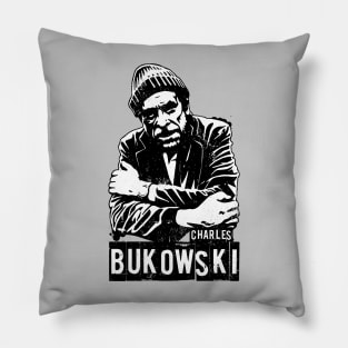 Charles Bukowski Stencil Portrait Pillow