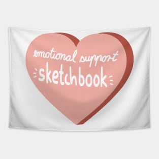 emotional support sketchbook calligraphy in a pink heart ( sketchbook decoration sticker ) Tapestry