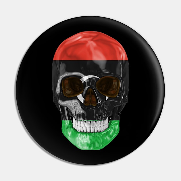 Libya Flag Skull - Gift for Libyan With Roots From Libya Pin by Country Flags