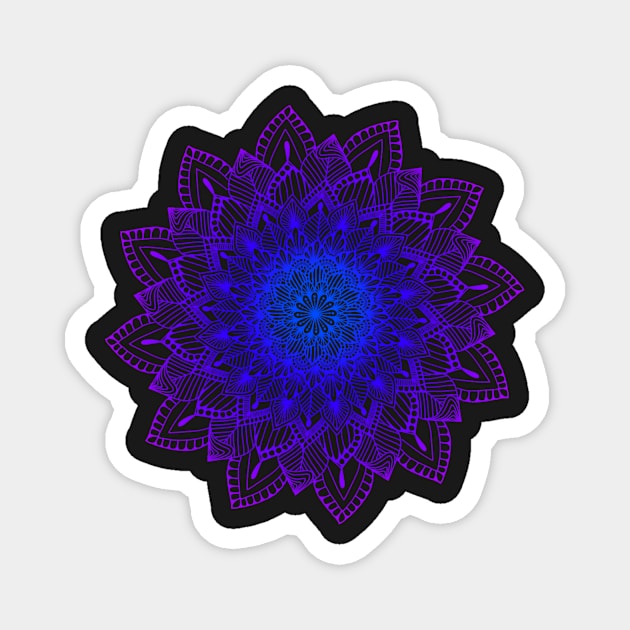 Purple-Blue Digital Mandala Magnet by TheHermitCrab